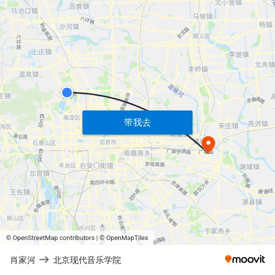 肖家河 to 北京现代音乐学院 map