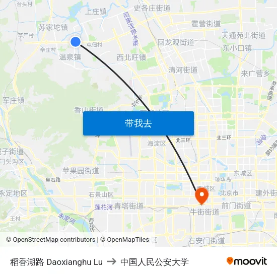 稻香湖路 Daoxianghu Lu to 中国人民公安大学 map