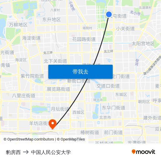 豹房西 to 中国人民公安大学 map