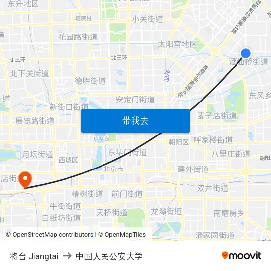 将台 Jiangtai to 中国人民公安大学 map