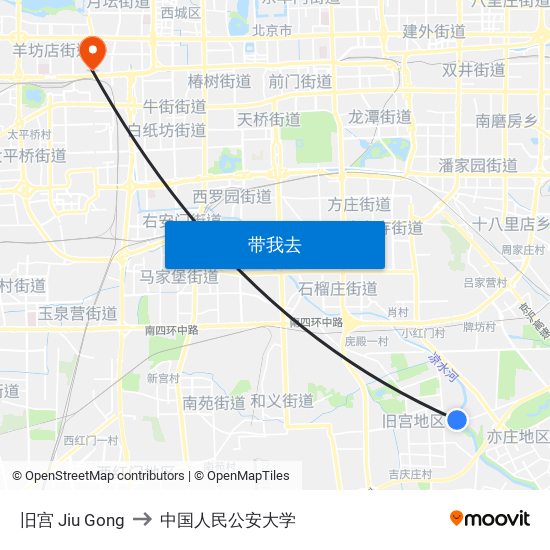 旧宫 Jiu Gong to 中国人民公安大学 map