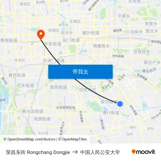 荣昌东街 Rongchang Dongjie to 中国人民公安大学 map