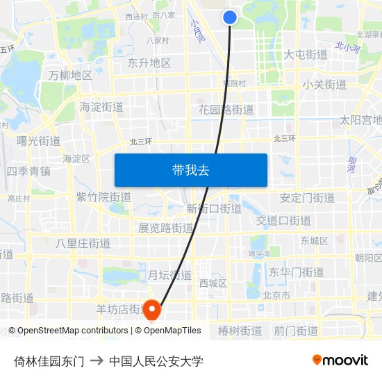 倚林佳园东门 to 中国人民公安大学 map