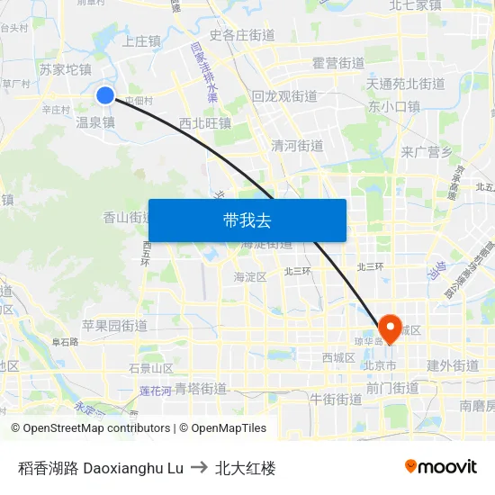 稻香湖路 Daoxianghu Lu to 北大红楼 map