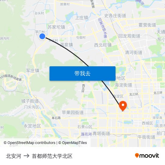 北安河 to 首都师范大学北区 map