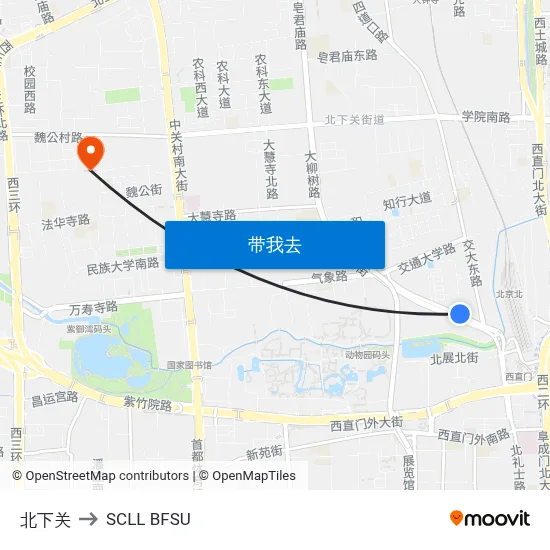 北下关 to SCLL BFSU map