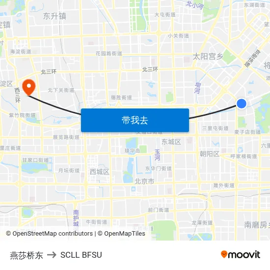 燕莎桥东 to SCLL BFSU map