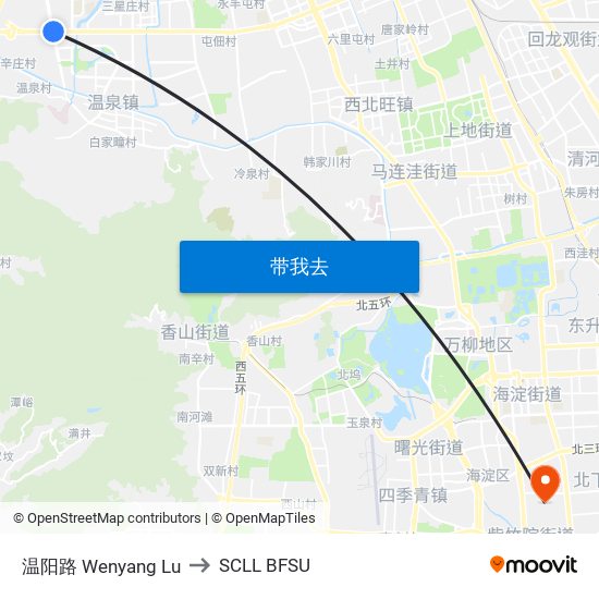 温阳路 Wenyang Lu to SCLL BFSU map