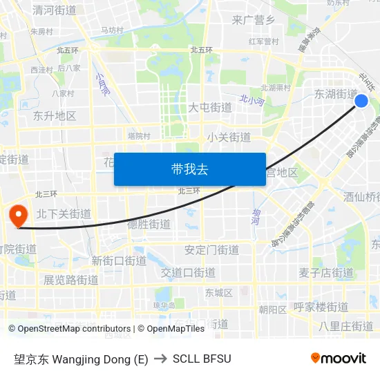 望京东 Wangjing Dong (E) to SCLL BFSU map