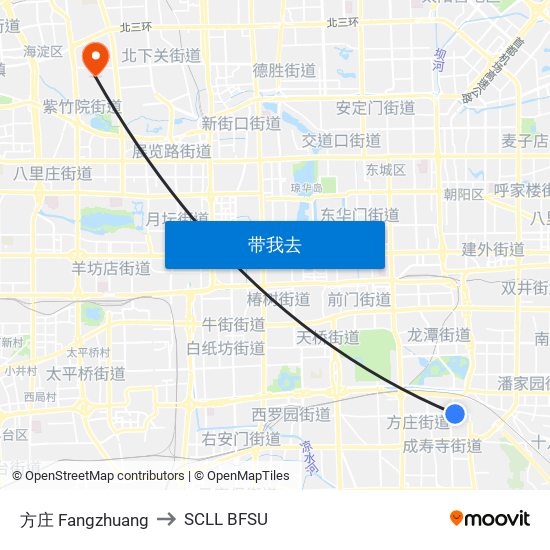 方庄 Fangzhuang to SCLL BFSU map