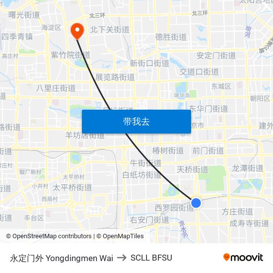 永定门外 Yongdingmen Wai to SCLL BFSU map