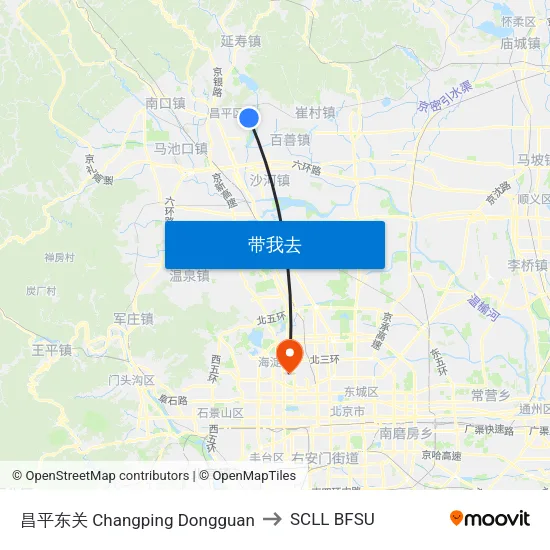 昌平东关 Changping Dongguan to SCLL BFSU map