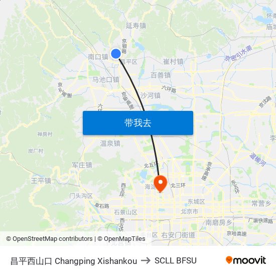 昌平西山口 Changping Xishankou to SCLL BFSU map