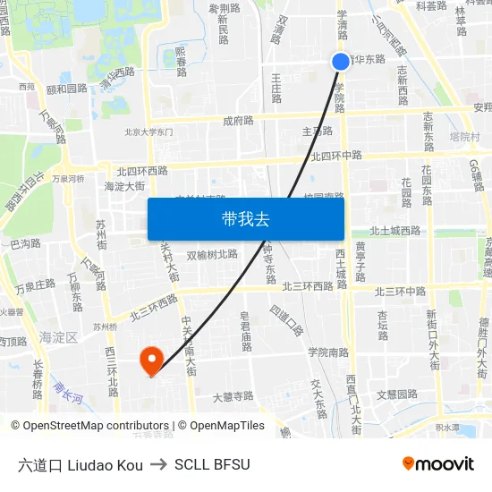 六道口 Liudao Kou to SCLL BFSU map