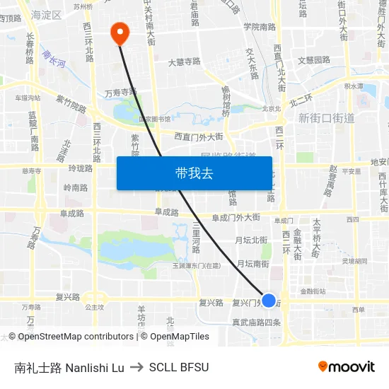 南礼士路 Nanlishi Lu to SCLL BFSU map