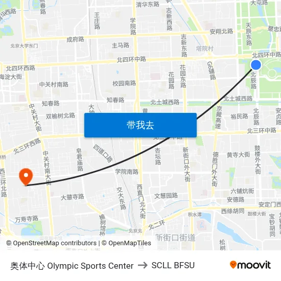 奥体中心 Olympic Sports Center to SCLL BFSU map