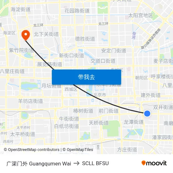 广渠门外 Guangqumen Wai to SCLL BFSU map