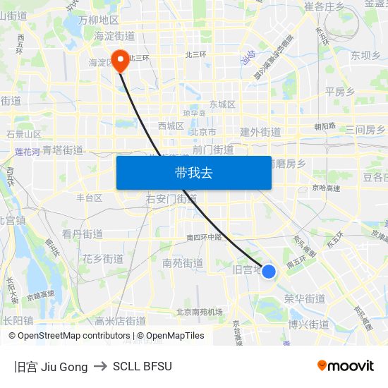 旧宫 Jiu Gong to SCLL BFSU map