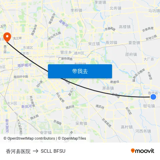 香河县医院 to SCLL BFSU map