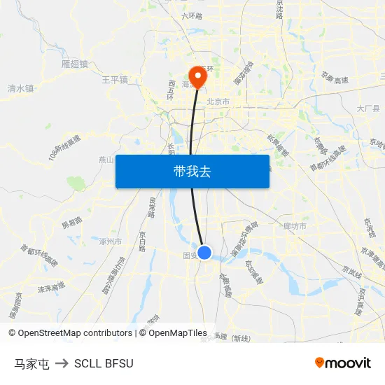 马家屯 to SCLL BFSU map