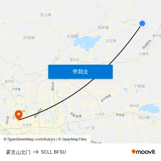 雾灵山北门 to SCLL BFSU map