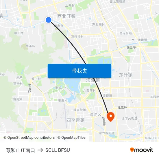 颐和山庄南口 to SCLL BFSU map