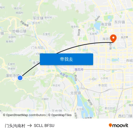 门头沟南村 to SCLL BFSU map