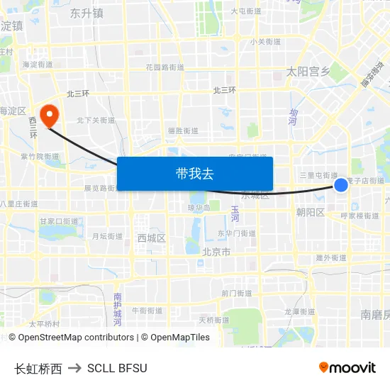 长虹桥西 to SCLL BFSU map