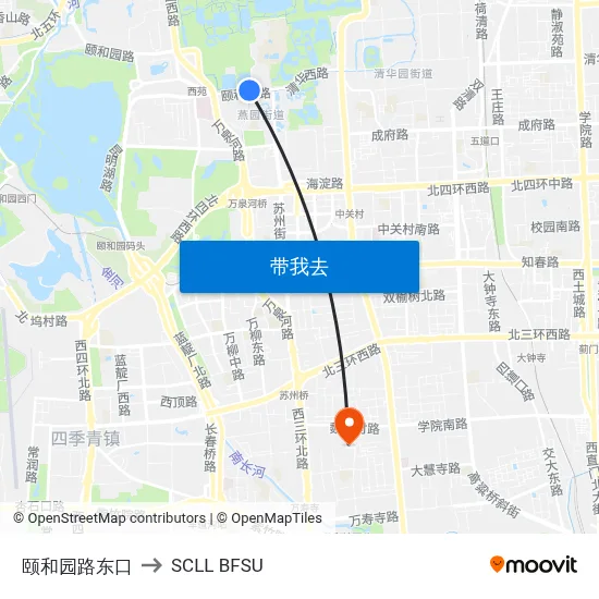 颐和园路东口 to SCLL BFSU map