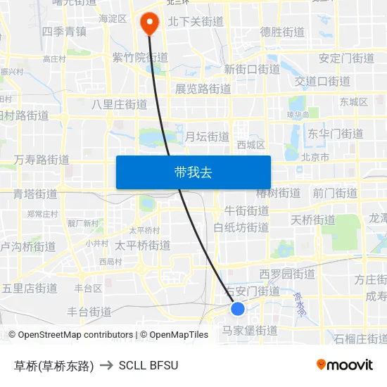 草桥(草桥东路) to SCLL BFSU map