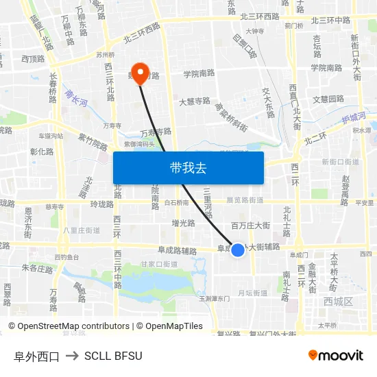阜外西口 to SCLL BFSU map