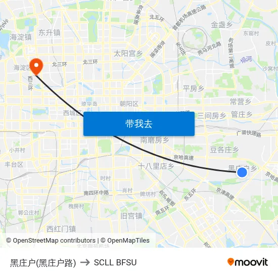黑庄户(黑庄户路) to SCLL BFSU map