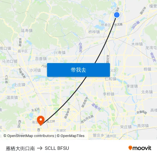 雁栖大街口南 to SCLL BFSU map