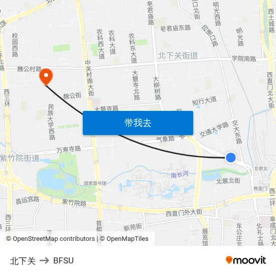 北下关 to BFSU map