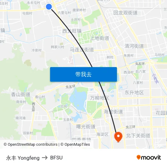永丰 Yongfeng to BFSU map
