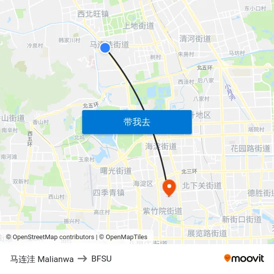 马连洼 Malianwa to BFSU map