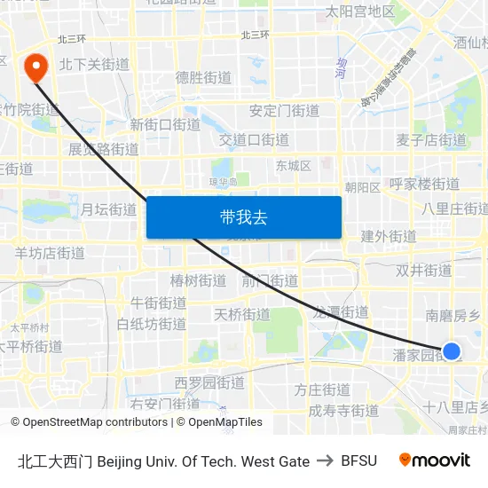 北工大西门 Beijing Univ. Of Tech. West Gate to BFSU map
