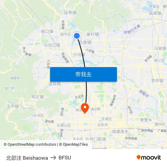 北邵洼 Beishaowa to BFSU map