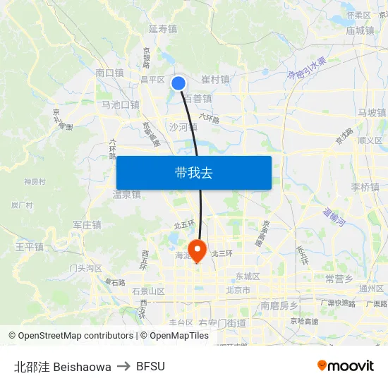 北邵洼 Beishaowa to BFSU map