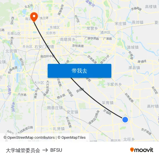 大学城管委员会 to BFSU map