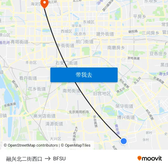 融兴北二街西口 to BFSU map