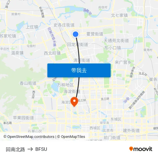 回南北路 to BFSU map