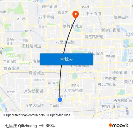 七里庄  Qilizhuang to BFSU map