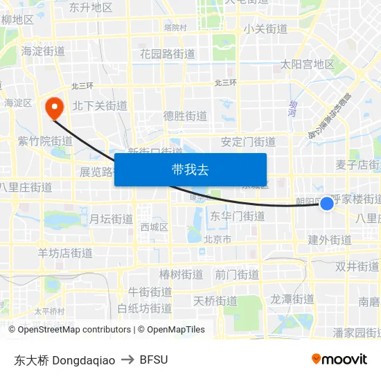 东大桥  Dongdaqiao to BFSU map