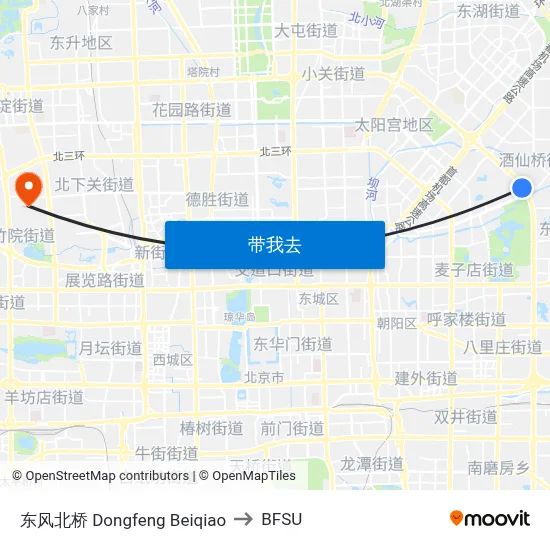 东风北桥  Dongfeng Beiqiao to BFSU map