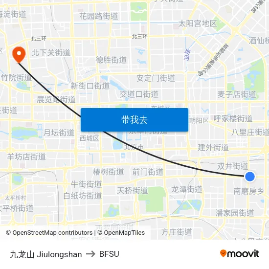 九龙山 Jiulongshan to BFSU map