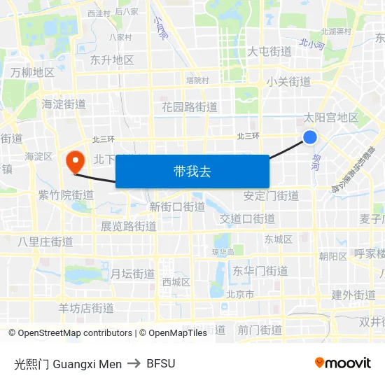 光熙门 Guangxi Men to BFSU map