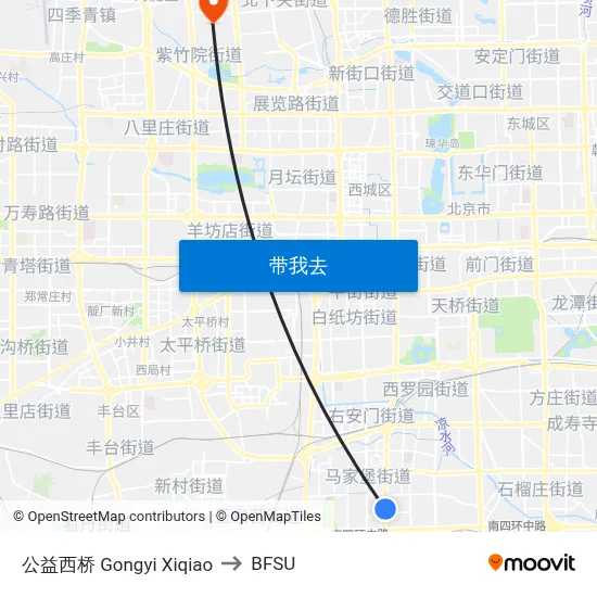 公益西桥 Gongyi Xiqiao to BFSU map