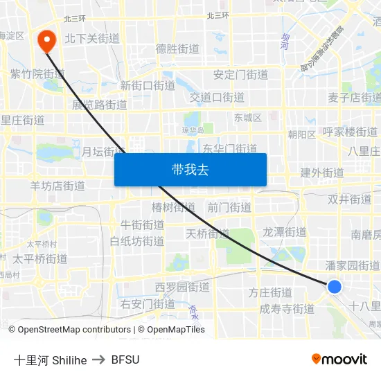 十里河 Shilihe to BFSU map