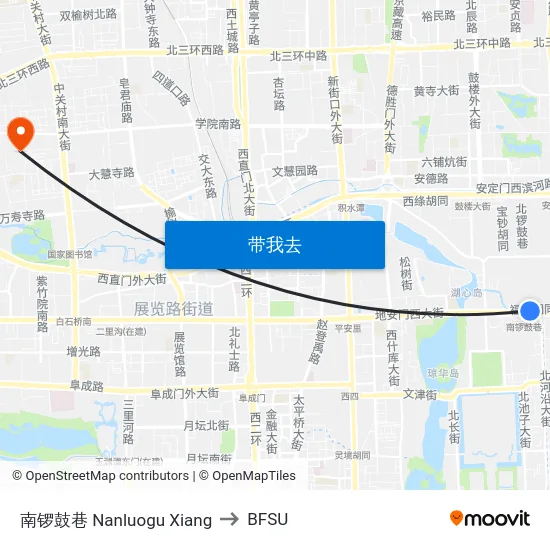 南锣鼓巷 Nanluogu Xiang to BFSU map
